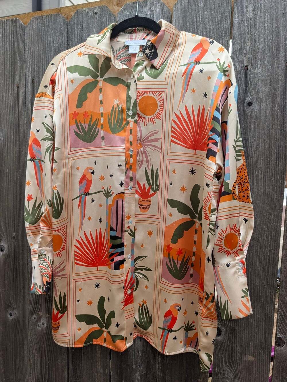 House of Harlow 1960 Tropical Print Button-Up Shirt Size M